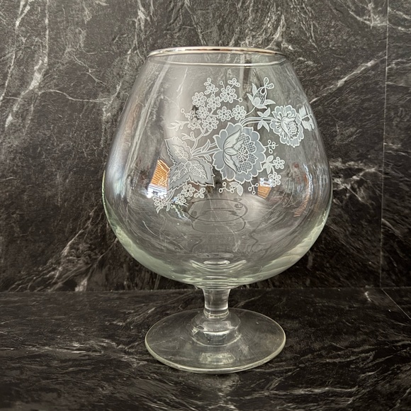 Floral Glass Goblet with Silver Rim - Picture 8 of 9